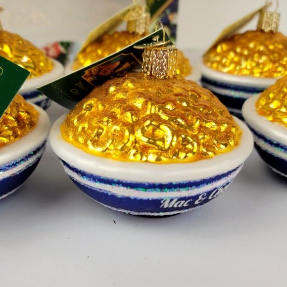 Mac and Cheese Glass Blown Ornaments Old World Christmas Set of Six Boxed - Picture 6 of 9
